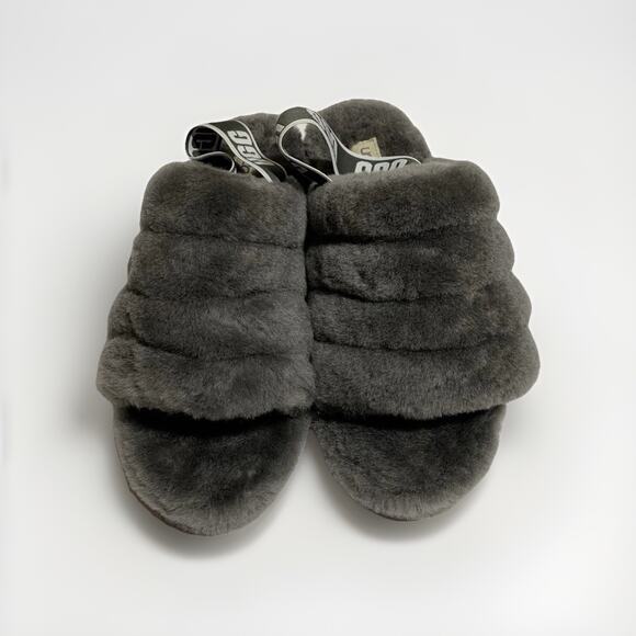 UGG Fluff Yeah! Slides Sheepskin Charcoal Color Slipper Size 9 US - Picture 3 of 8